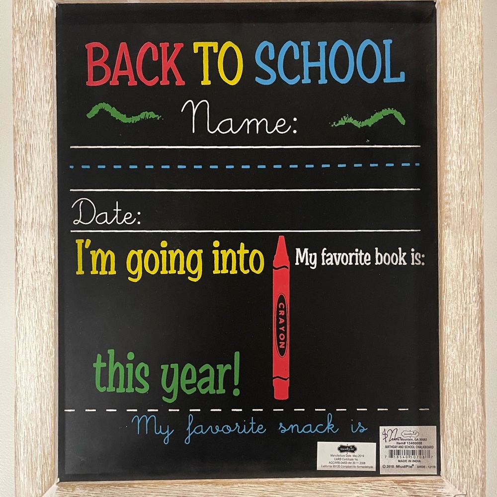 NEW Mudpie School &Birthday Reversible Chalkboard
